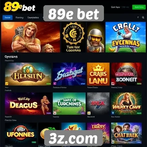 Diversidade de jogos disponíveis no 89e bet